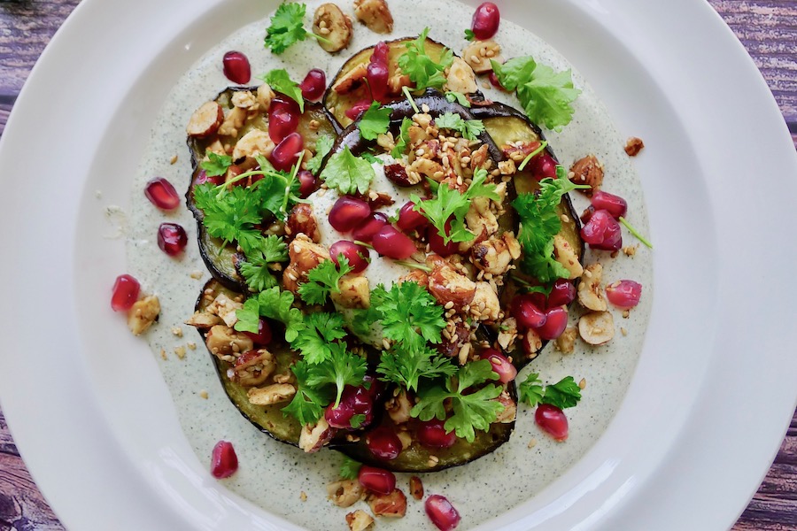 Geroosterde aubergine op henneproom recept ~ minder koolhydraten, maximale smaak ~ www.con-serveert.nl