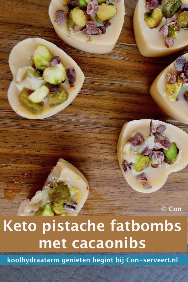 Pistache fat bombs met cacaonibs, keto recept - koolhydraatarm genieten begint bij con-serveert.nl