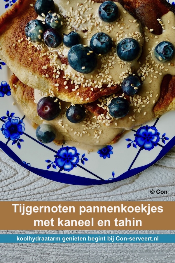 Tijgernoten pannenkoekjes met kaneel en tahin, koolhydraatarm recept - lekker genieten begint bij Con-serveert.nl